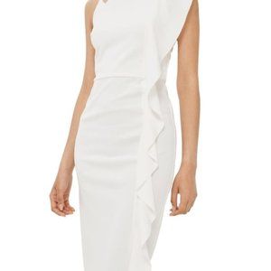 Topshop Asymmetrical white Ruffle dress Size S